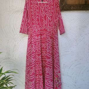 💓 Pink Anarkali Kurta with Side Dori