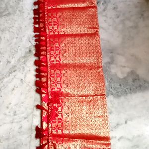 Pure Banaras Red Chilli Colour Saree.. Combo