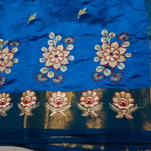 Cotton Silk Peacock Blue Saree 💙