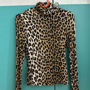 H&M Turtle Neck Cheetah Prints Top