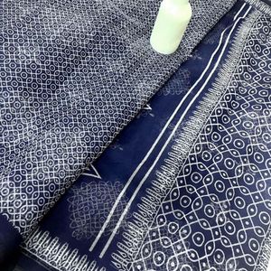 Indigo Cotton Saree - Brand New