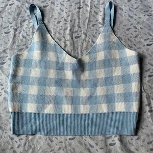 Vintage Plaid Pattern Knitted Tank Top