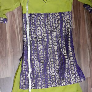 Parrot Green Silk Kurti