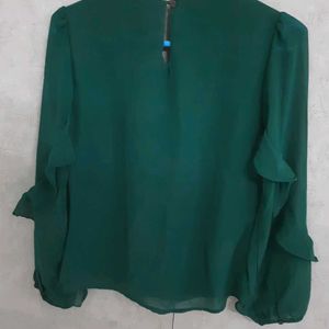 Green Ruffled Sleeves Tee