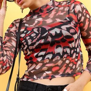 Tokyo Talkies Women Red Regular Printed Tops