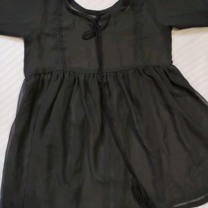 Black Sheer Short Kurta