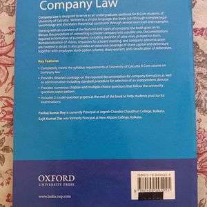 Company Law Book As Pet Bcom Cbcs Syllabus For CU