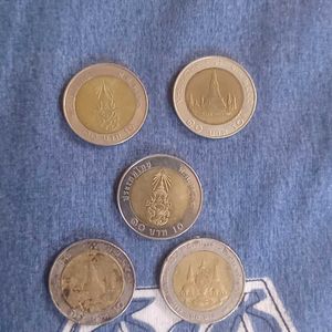 Thailand 10 Baht 5 Different Coins