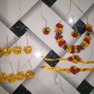 Bridal Haldi Jewellery Full Set And Mangtika Pices