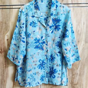 Blue Floral Shirt Size-44-46