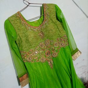 Green Stylish Party Wear Frock