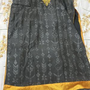 Grey And Mustard Kurta Set