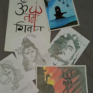 6 Drawings of Lord Shiva Ji