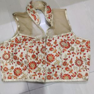 Padded Blouse Golden Colour With Embroidery