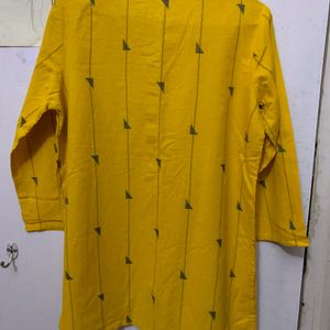 Beautiful  Yellow 100% Cotton Tunic