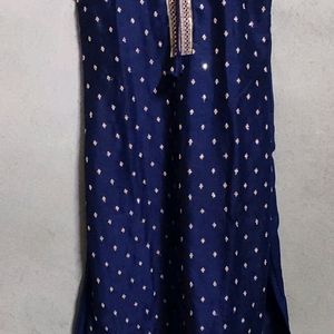 Navy Blue Kurti With Golden Hand Work👑 Tieup Neck