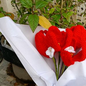 Crochet Red Tulip Bouquet