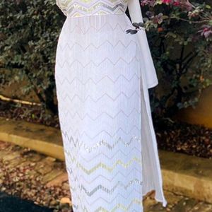 White Sequence Nyra Cut Dress