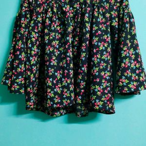 Black Colour Floral Design Top