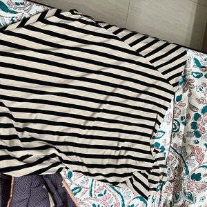 Off White And Black Strips Skirt