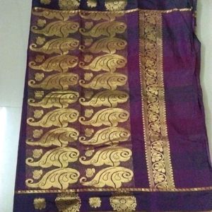 Purple Polysilk Saree