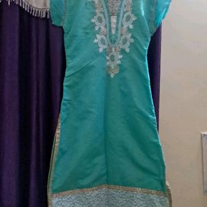 Sea Green  Net Kurti