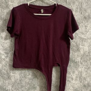 Vivid Artsy Wine Crop Top (xs)