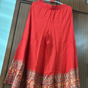 Red Rayon Aline Kurta With Garara