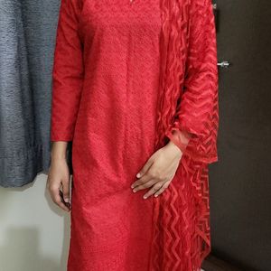 Red Kurta With Dupatta