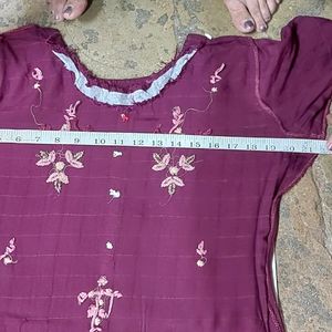 Purple Embroidery Kurti