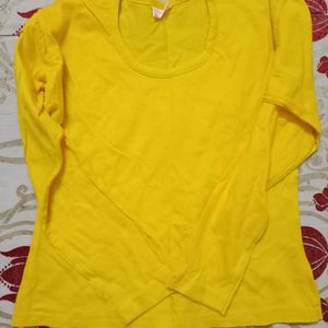 Large Size Yellow Full Sleeves Tshirt