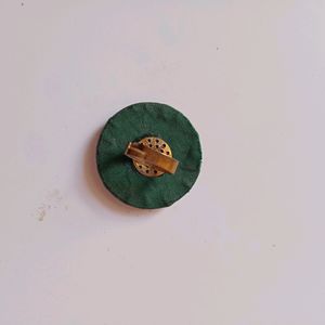 Mirror Dark Green And Golden Adjustable Ring