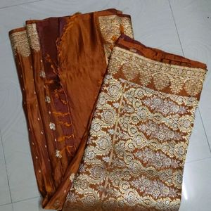 Orange Pure Banarasi Soft Silk Saree