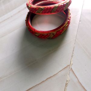 Beautiful Red And Golden Bangles