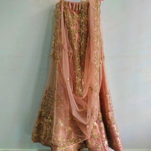 Soft Peach And Gold Lehenga