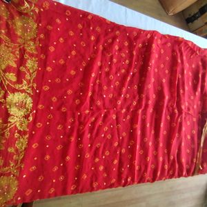 Red And Gold Saree (Women's)