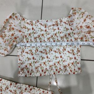 Korean Floral Top & Skirt Co-ord Set