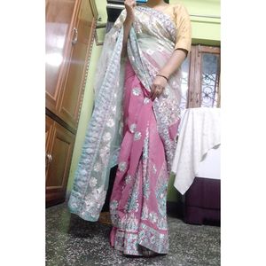 Heavy Embroidered Party Wear Saree