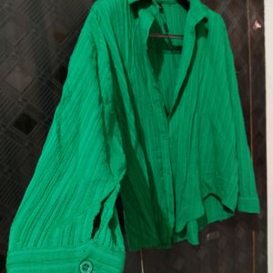 Combos Green Free Size Shirt & Woolen Pink Top