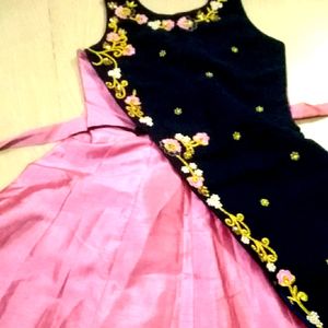 Pink And Navyblue Gown .