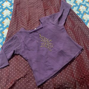 Lavender Ethnic Top With Aari Work