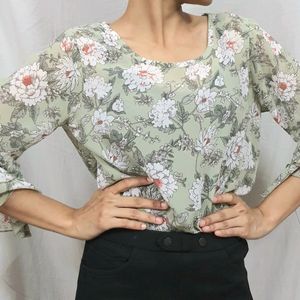 Floral Print Chiffon Top