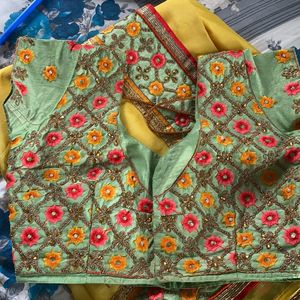 Yellow Saree With Full Border Work