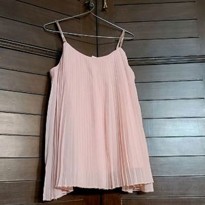 Women Pink Flared Double Layered Sleeveless Top