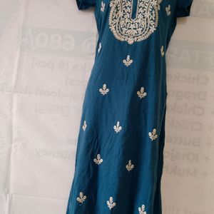 Thread Work  Nevy Bule Kurti Pant Set