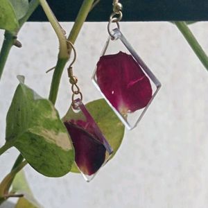 Resin Rose Earrings