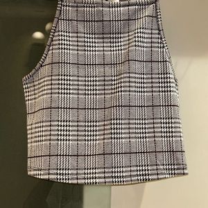 H&M Ribbed Checked Crop Top