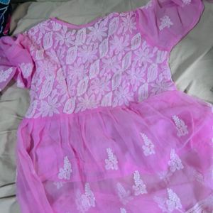 Pink Chikankari Georgette Top