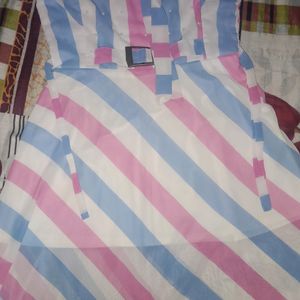 Blue And Pink Beautiful Chiffon Dress