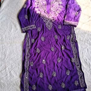 Georgette Mirror Work Kurta With Inner Set💜